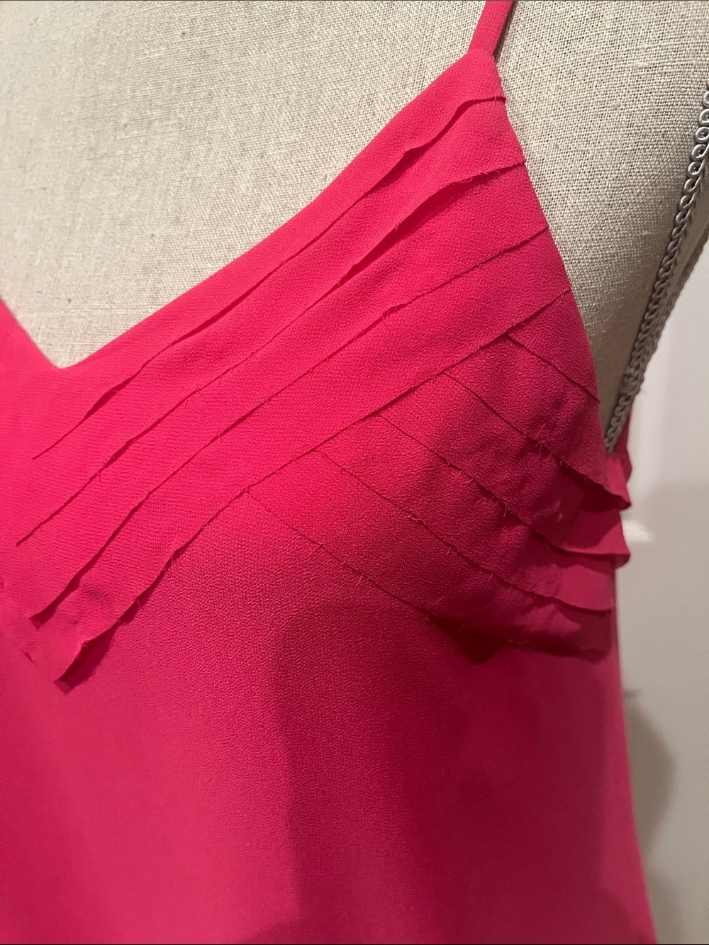 Naked Zebra Hot Pink Pleated V-Neck Cami - Picture 2 of 6